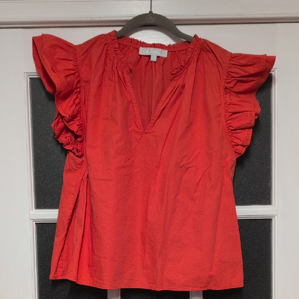 Sugarlips Coral Flutter Sleeve Blouse